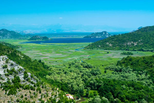 Top View Beautiful Summer Landscape Skadar Lake Green Blue Water — Stock Photo, Image