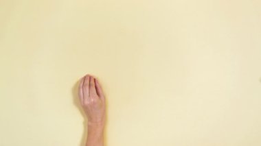 4k baş beyaz kasımpatı çiçekleri kadının elinden çıkar ve kalbi oluşturur. Aşk konsepti. Sevgililer günü, anneler ya da çiçekler için kutlama kartı. Hareket animasyonunu durdur. Sarı arkaplan.