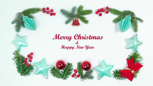Groet Vakantie Kaart Vrolijk Kerstfeest Gelukkig Nieuwjaar Sms Beweegt Langzaam — Stockvideo
