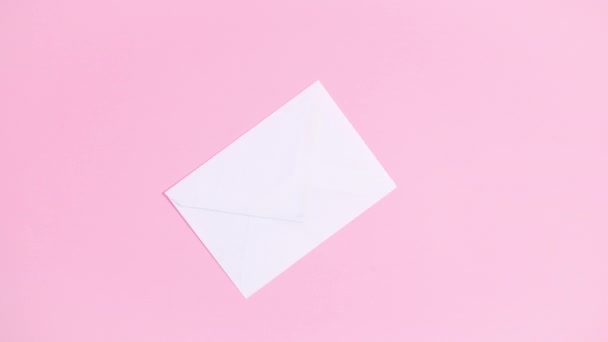 Natural Red White Flowers Buds Emerge Opening Envelope Blank Sheet — Wideo stockowe