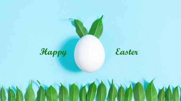 Frohe Osterfeiertage Weißes Mit Grünen Blättern Symbol Des Osterhasen Grüne — Stockvideo