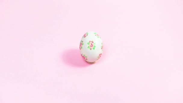 Preparing White Eggs Easter Using Decoupage Technique Using Napkins Pink — Stock Video