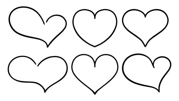 Sada Ručně Kreslených Krásných Tvarů Srdce Vektor Comic Style Heart — Stock fotografie