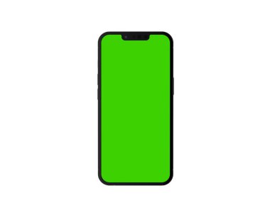 Yeşil Ekran Cep Telefonu - 3D Çevrilmiş Yeşil Ekran Telefonu beyaz arkaplanda izole edildi