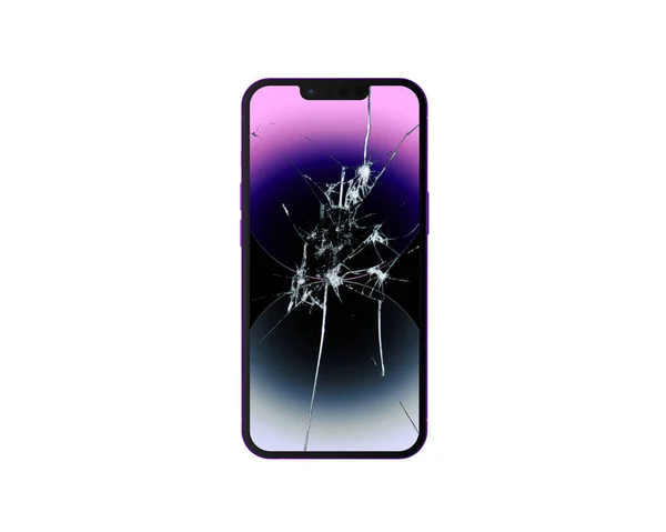 Broken Screen Mobile Phone - 3D Rendered Cracked Screen Phone - Shattered Glass Mobile Phones isolated on white background