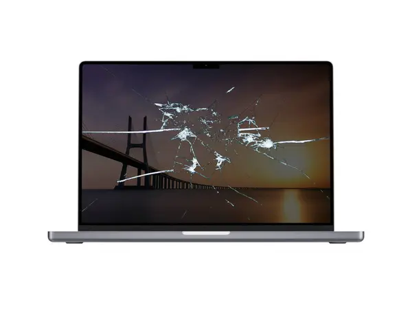3D Rendered Broken Screen Laptop - Broken Screen MacBook - Laptop Cracked Screen