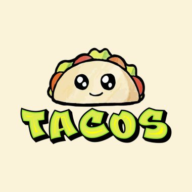 Tipografi tasarımı ile Tacos illüstrasyonu