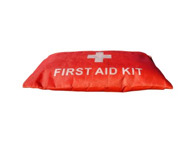 İlk AId Kit kesesi beyaz arkaplanda izole edildi