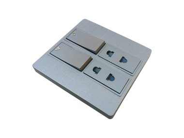 Elektrik Duvarı Bağlı Anahtar Panosu Beyaz Arkaplanda İzole Edildi