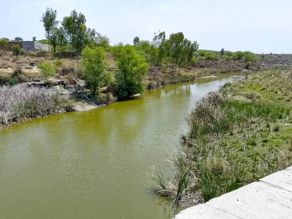 Kırsal bölgedeki Dağlar Arasındaki Nehir Kanalı