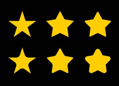 Beyaz arkaplanda izole edilmiş Sarı Yıldızların Farklı Şekilleri