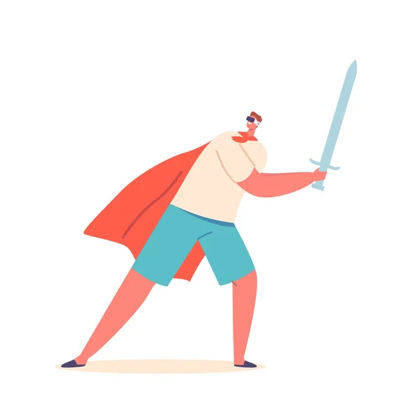 Personagem Masculino Usar Cavaleiro Cabo Lutando Com Espada Espaço Cibernético — Vetor de Stock