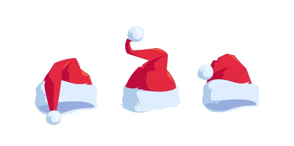 Chapeaux Père Noël Avec Icônes Isolées Bubo Moelleux Sur Fond — Image vectorielle