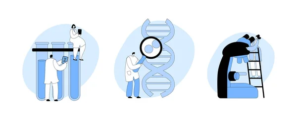 Genetik Laboratuvarı Dna Ile Çalışmak Için Tıp Teknolojileri Kullanıyor Biyolojik — Stok Vektör