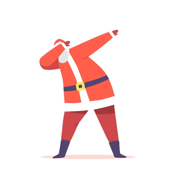 Celebrazione Natale Babbo Natale Dabbing Motion Uomo Divertente Costume Rosso — Vettoriale Stock