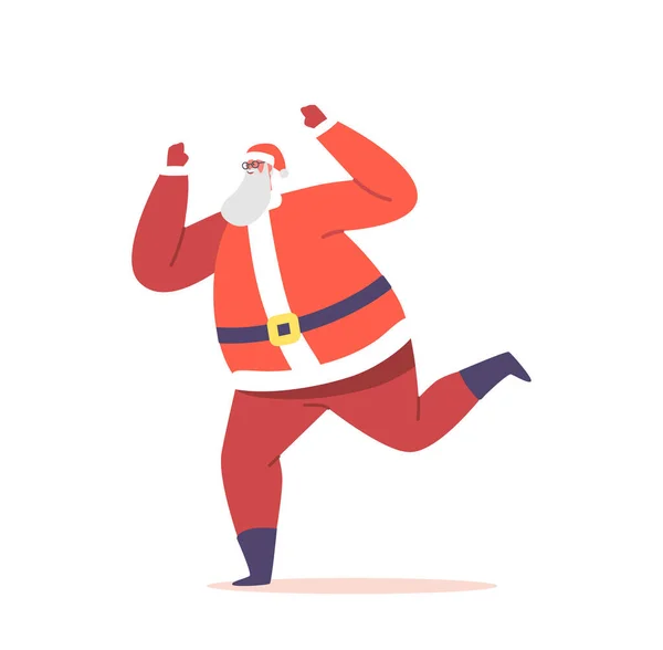 新年迪斯科 圣诞老人在红衣传统舞蹈活动 在夜总会派对或圣诞节庆祝活动中表演现代舞蹈的酷圣诞角色 卡通矢量图解 — 图库矢量图片