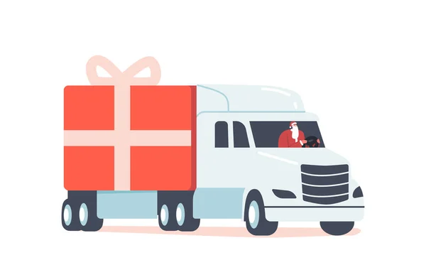 Papai Noel Personagem Dirigindo Caminhão Com Presentes Natal Isolado Fundo —  Vetores de Stock