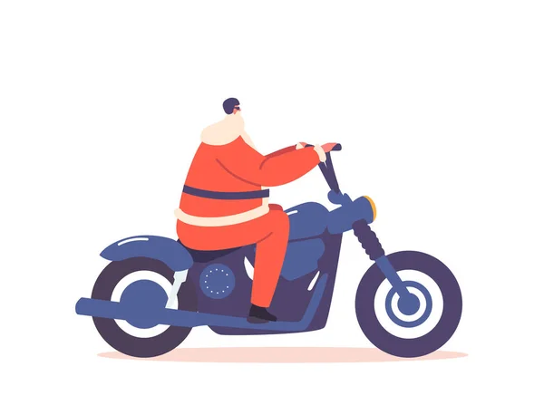 Père Noël Équitation Vélo Isolé Sur Fond Blanc Père Noel — Image vectorielle