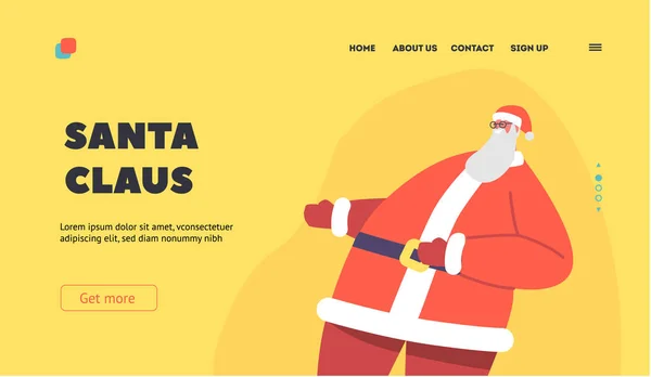 Weihnachtsmann Landing Page Template Dicker Vater Noel Tanzt Und Lacht — Stockvektor