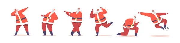 Zestaw Santa Claus Dancing Funny Christmas Characters Making Dab Move — Wektor stockowy