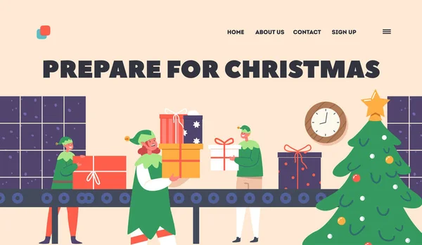 Bereiten Sie Sich Auf Neujahr Und Frohe Weihnachten Landing Page — Stockvektor