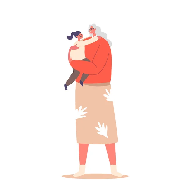 Χαρούμενη Γιαγιά Που Κρατάει Χέρια Της Αγκαλιάζοντας Κοριτσάκι Γιαγιά Αγκαλιάζει — Διανυσματικό Αρχείο