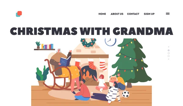 Weihnachten Mit Oma Landing Page Template Kinder Hören Wie Die — Stockvektor