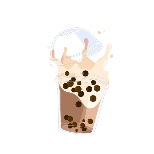 Bubble Thee Koffie Drinken Barst Met Plons Geïsoleerd Witte Achtergrond — Stockvector