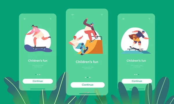 Pagina Delle App Mobili Divertenti Bambini Modello Bordo Dello Schermo — Vettoriale Stock