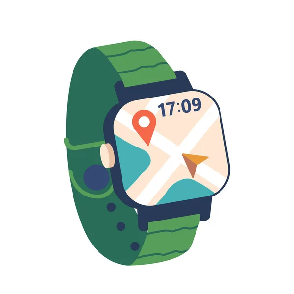 Fitness Tracker Met Map Navigator Application Time Display Screen Smart — Stockvector