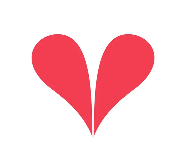 Rotes Herz Auf Zwei Teilen Getrennt Auf Weißem Hintergrund Grafik — Stockvektor