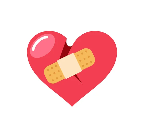 Red Broken Heart Patch Graphic Design Element Valentines Day Greeting — Διανυσματικό Αρχείο