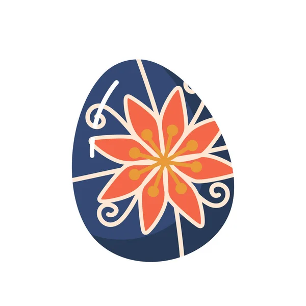 Красочное Пасхальное Яйцо Цветочным Узором Изолированным Белом Фоне Праздничный Декор — стоковый вектор