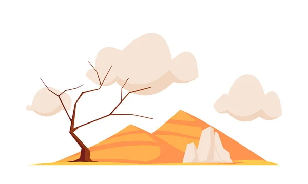 Αμμοθύελλα Στην Έρημο Φυσική Καταστροφή Αμμόλοφοι Και Ξερά Δέντρα Κάτω — Διανυσματικό Αρχείο