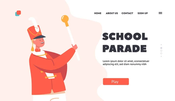 Schulparade Landing Page Template Kinder Festlicher Uniform Nehmen Der Öffentlichen — Stockvektor