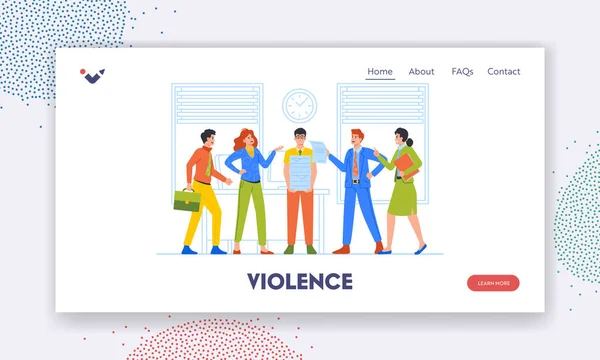 Violence Denunciation Blame Landing Page Template Male Character Social Bullying — Stock Vector