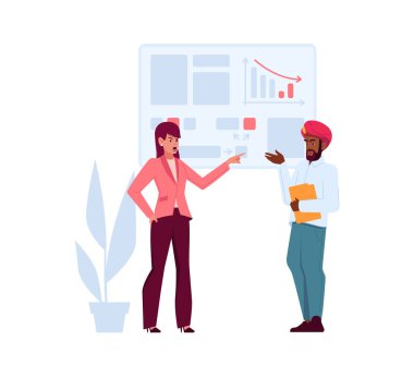 Kızgın İş Çalışanları Ofiste Kavga Ediyor. Erkek ve Kadın Karakterler Tartışması, Meslektaşlar Arası Çatışma, Çalışma Meseleleri, Kavgası, Anlaşmazlık. Çizgi film İnsanları Vektör İllüstrasyonu