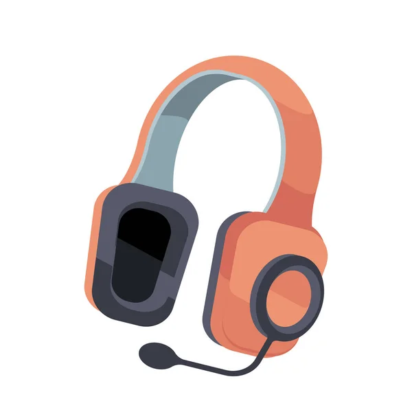 Headphones Microphone Wireless Earphones Audio Equipment Music Listening Gaming Streaming — Stock Vector
