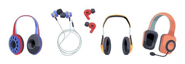 Sada Sluchátek Sluchátek Pro Smartphone Zařízení Drátová Bezdrátová Sluchátka Audio — Stockový vektor