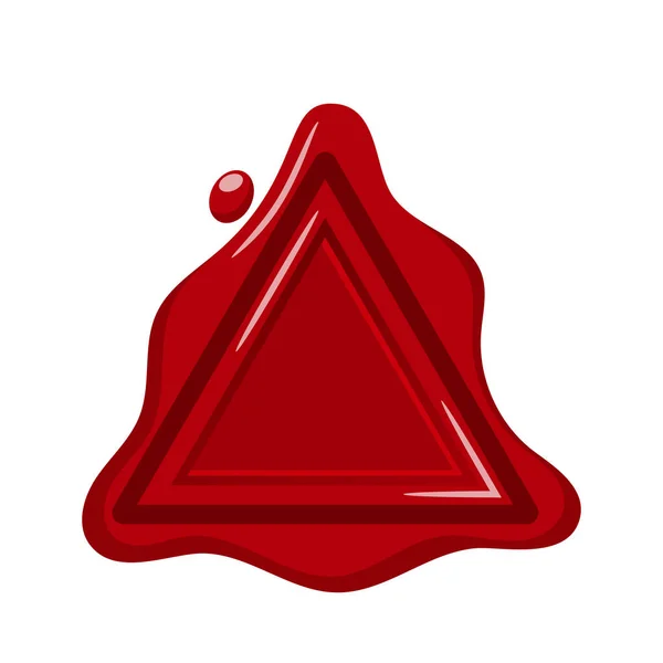Driehoekige Wax Seal Stamp Retro Label Geïsoleerde Red Certificate Tag — Stockvector