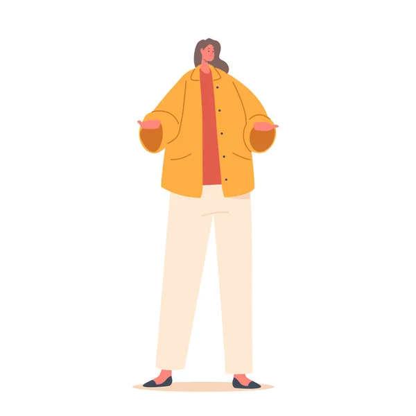 Élégant Caucasien Fille Personnage Porter Des Pantalons Veste Jaune Stand — Image vectorielle