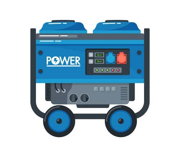 Portable Diesel Power Generator Electricity Producing Distribution Energy Generating Backup — Vetor de Stock