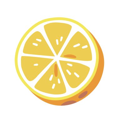 Lemon Round Slice Isolated on White Icon. Citrus Fruit Juicy Circle Piece for Food and Cocktails Preparation. Healthy Nutrition Ingredient. Sour Natural Tropical Snack. Cartoon Vector Illustration