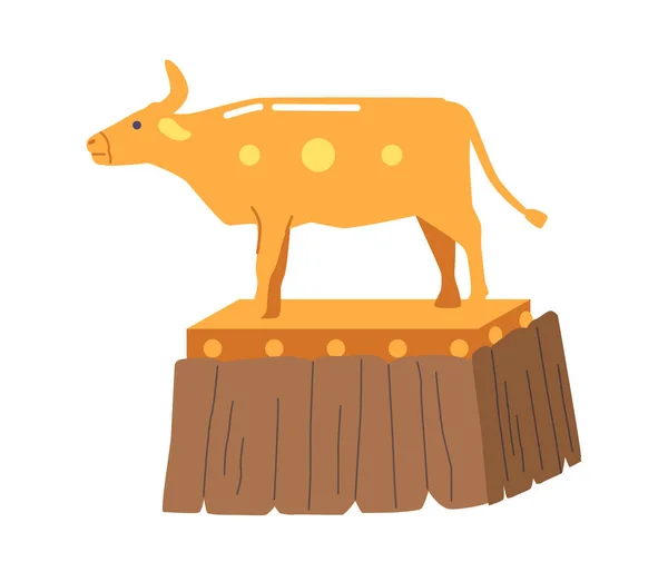 Złoty Byk Stojący Drewnianym Piedestale Immunitet Stworzony Przez Starożytnych Żydów — Wektor stockowy