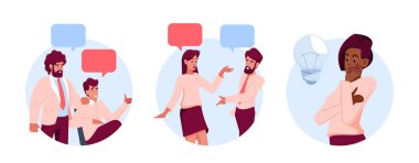 Creative Office Workers Characters Generate New Ideas. Planning Stages of Implementation of Important Business Projects. People Searching for Innovative Solutions. Cartoon Vector Illustration