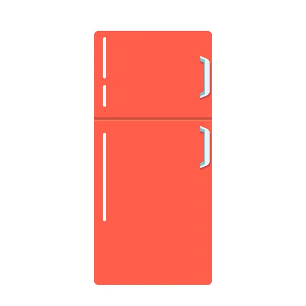 Moderne Koelkast Keuken Apparatuur Geïsoleerd Witte Achtergrond Grote Rood Gekleurde — Stockvector