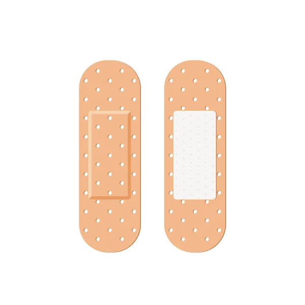 白い背景に隔離された医療用プラスター 細菌性接着テープ 小さな傷や擦り傷のための最初の援助 ヘルスケア 癒しのテーマのためのアイコン 漫画ベクターイラスト — ストックベクタ
