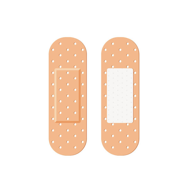 Medical Plaster, Bactericidal Adhesive Tape Isolated On White Background. First Aid For Small Wounds and Abrasions. Icon for Health Care, Healing Themes. Cartoon Vector Illustration