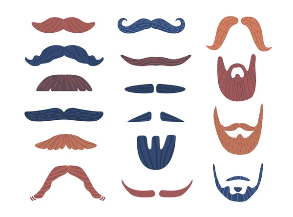 stock vector Set of Male Stylish Mustaches And Beards, Part of Men Appearance. Elements for Mens Grooming Products, Barber Shop Fashion Accessories, Masculine Aesthetics. Cartoon Vector Illustration, Icons