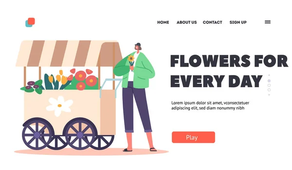 Flores Para Todos Los Días Plantilla Landing Page Mujer Elija — Vector de stock